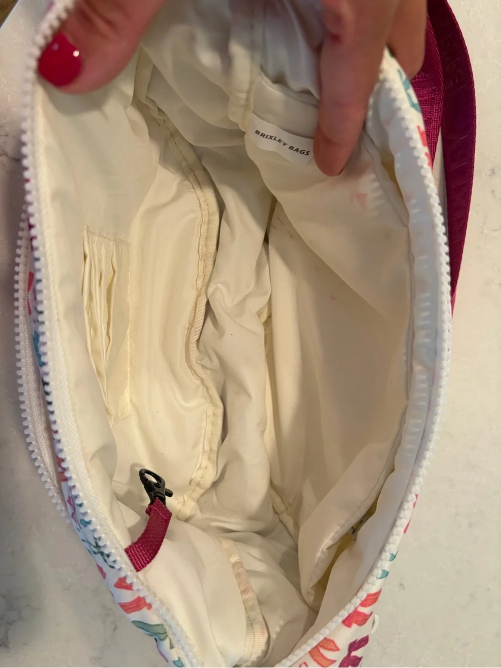 Brixley White Bow Print Bowie Cresent Crossbody Belt Bag